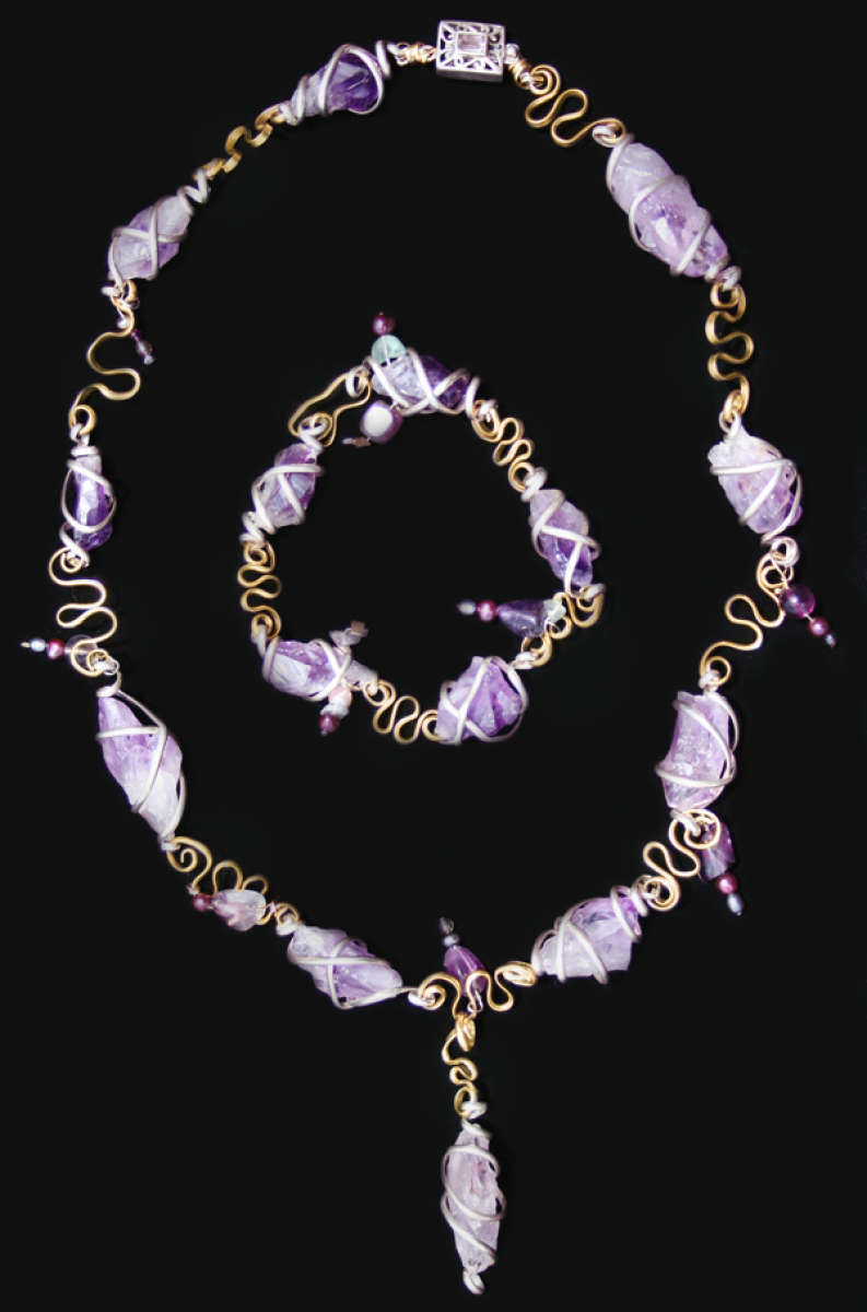 Amethyst necklace and bracelet set