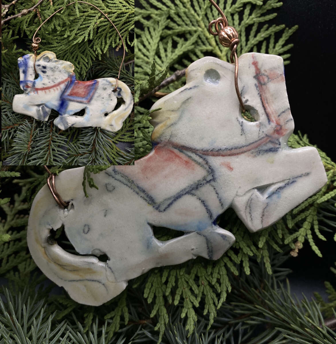 Christmas Porcelain Horse Ornament Christmas Porcelain Horse Ornament